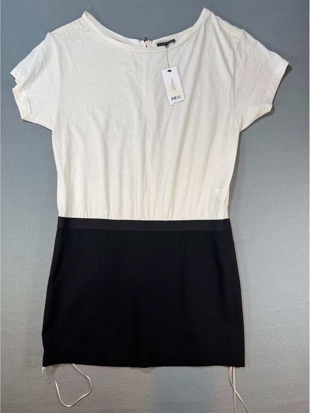 Theory Chera Ivory and Black Colorblock Dress Size M
